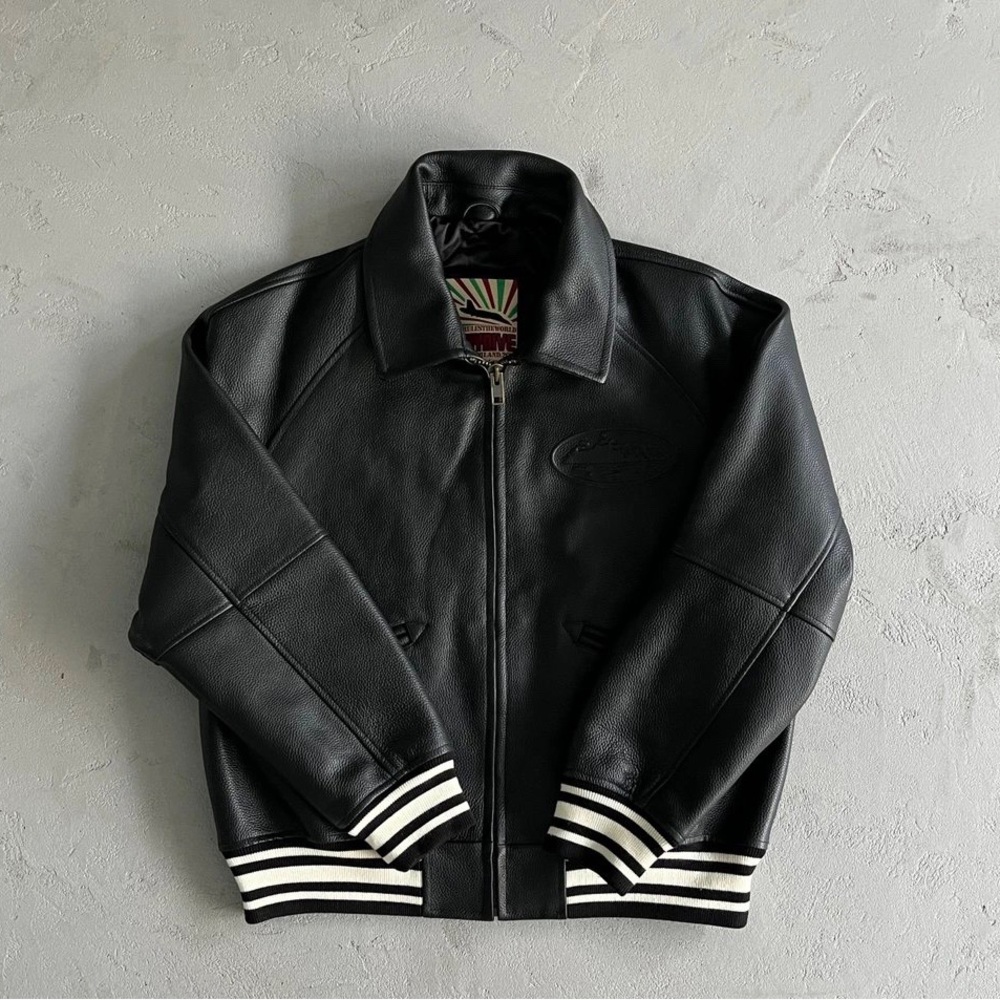 Corteiz Black Leather Jacket